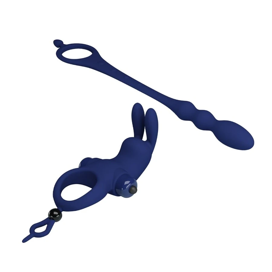 PRETTY LOVE - AYAD RABBIT VIBRATORRING MIT STECKER BLAU